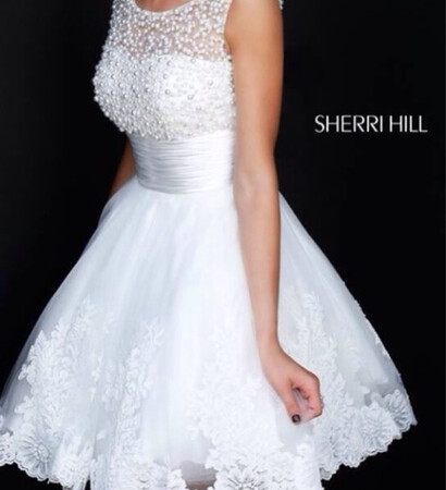 dress, withe dress and sherri hill
