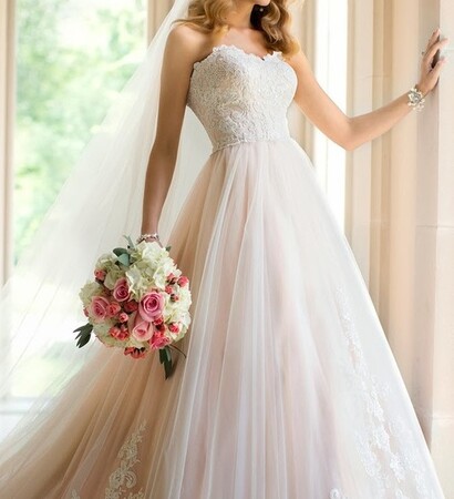 wedding dress, gown and blush