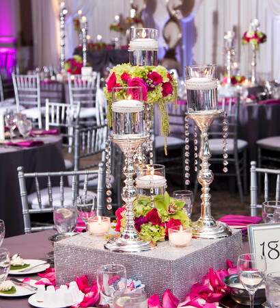 candlelight, crystal box and silver candlesticks