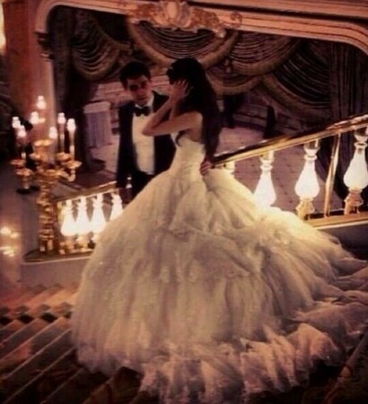 bride, walking down stairs and magical