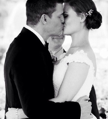 bride, david borenaz and emily deschanel