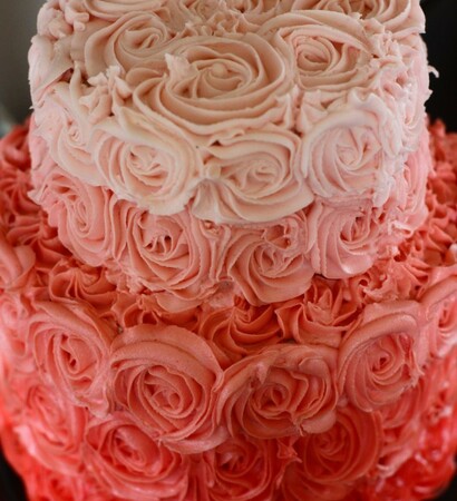 party, red and ombre rose cake