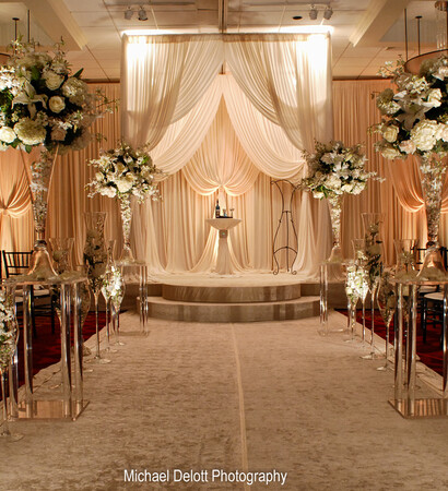 wedding decor, columns and chuppa