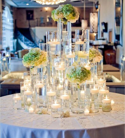 candlelight, wedding design and floral bouquets