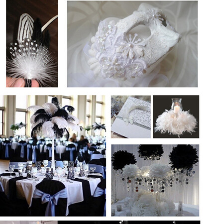 banquet, masquerade and feathers