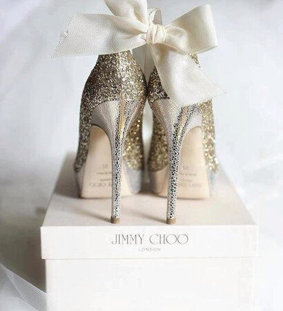 bow, glitter and Jimmy Choo