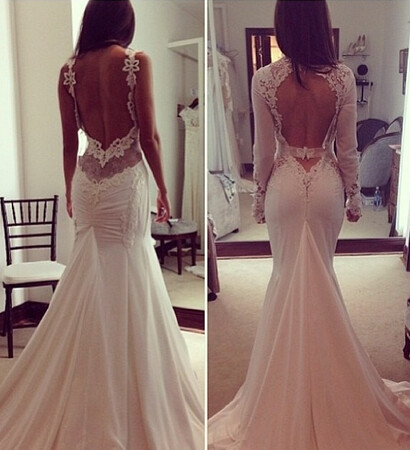 open back, lace and long sleeve