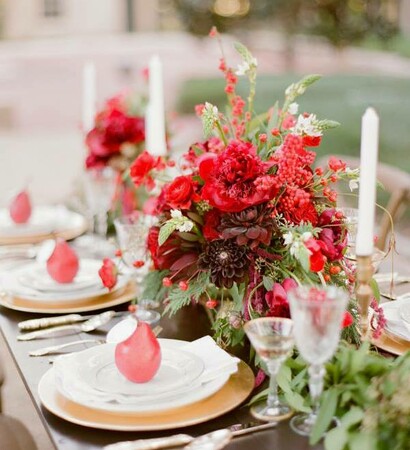 red, bouquet and bridal