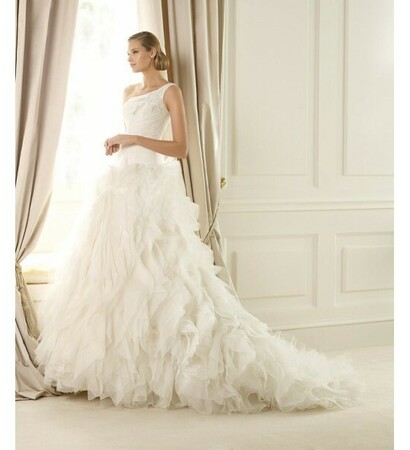 wedding dress, one shoulder and bridal gown