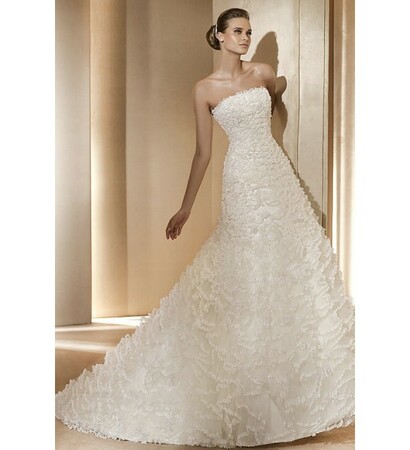 ruffles, wedding gown and strapless