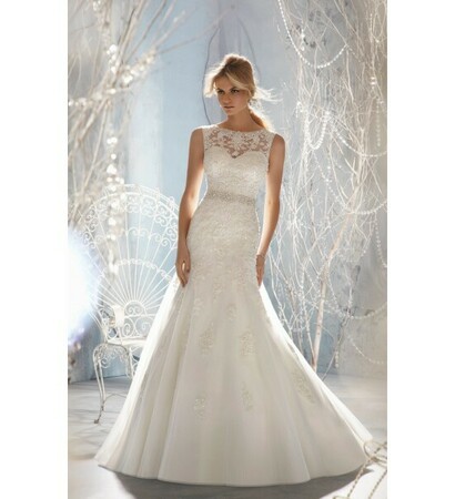 wedding dress, a line and lace