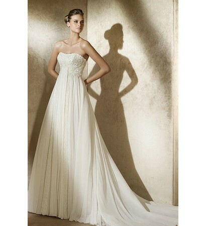 wedding dress, chiffon and empire