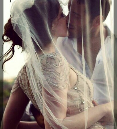 bridal, couple and kissing
