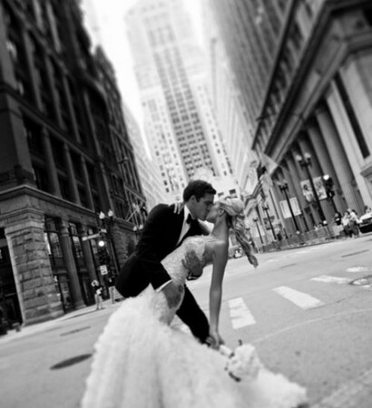 wedding photo, beautiful and big city