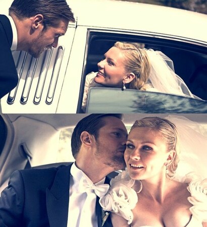 Kirsten Dunst, alexander skarsgard and melancholia