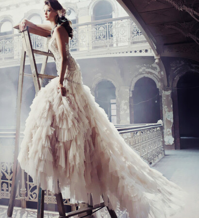 dress, wedding dress and white