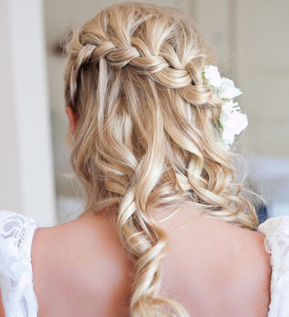bride, hair and curls