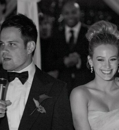 black and white and Hilary Duff