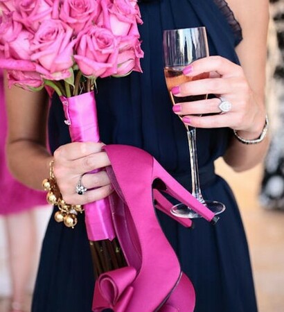 rose pink, champagne and black
