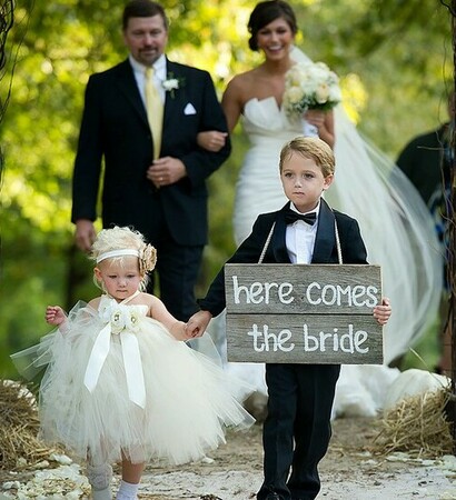 cute kids, bride and groom