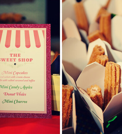 churro, sweets and wedding reception