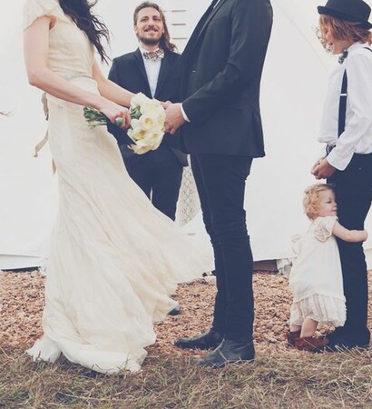 ceremony, bride and hug