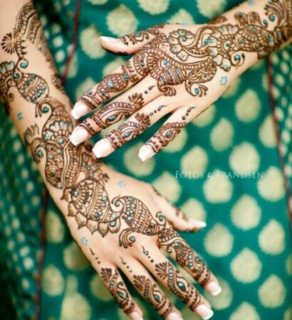 teal, henna and green