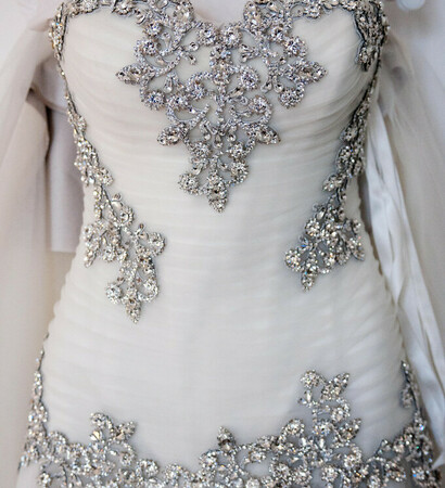 bride, dress and diamonds