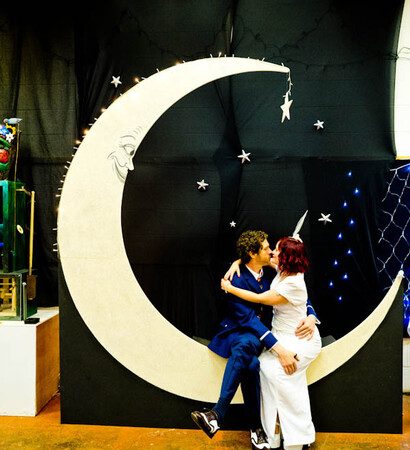 couple, decor and circus wedding