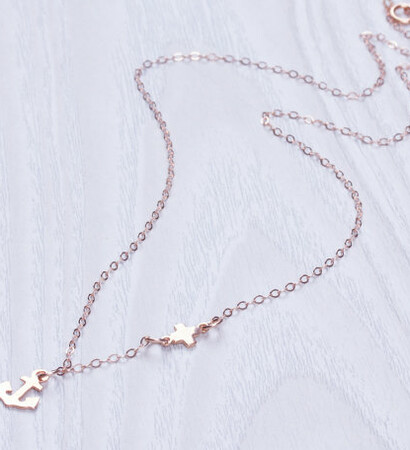 rose gold anchor necklace, poseidon and anchor necklace