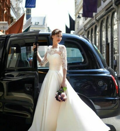 white, dress and boquet