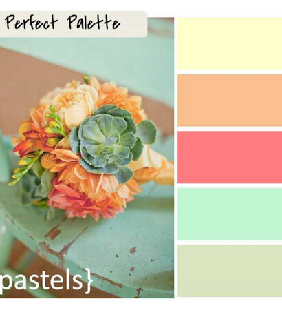 mint, coral and wedding colors