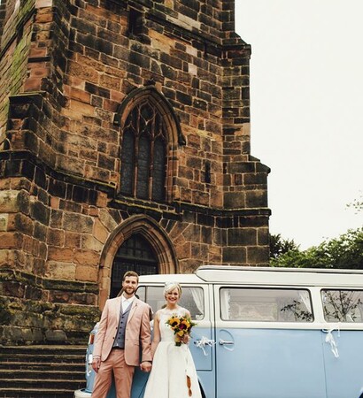 marry, bride and groom and kombi