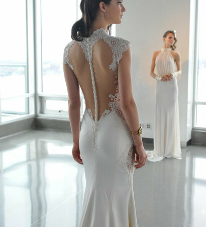fitted lace gown, white and gorgeous back