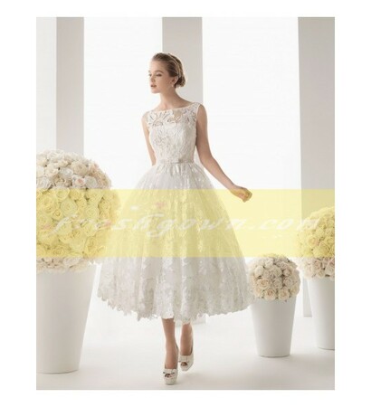 tea length, wedding dress and ivory