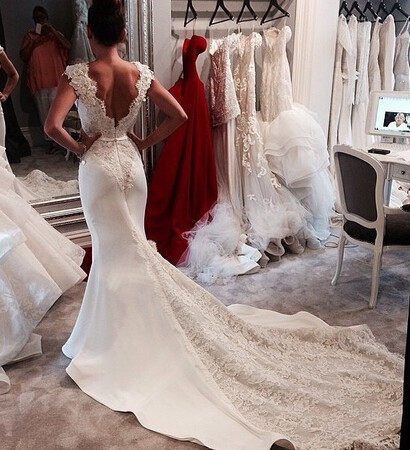 lace, fish tail and wedding dress