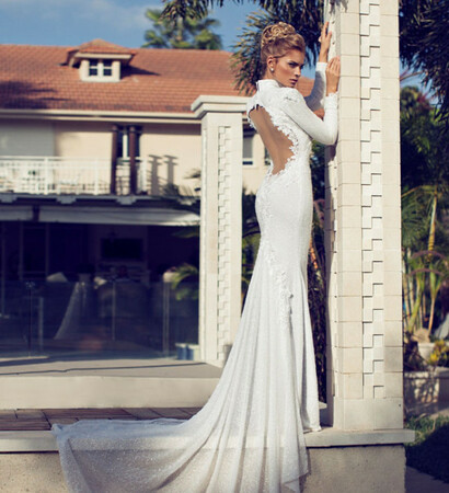 wedding dress, nurit hen and white