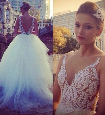chiffon, ball gown and v back