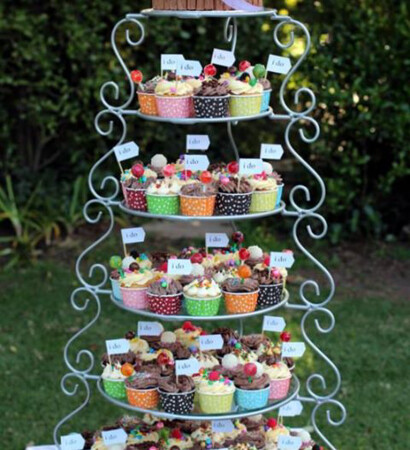 cupcake tower, colorful cupcakes and wedding cupcakes