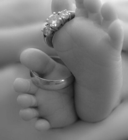 b&w, engagement and baby