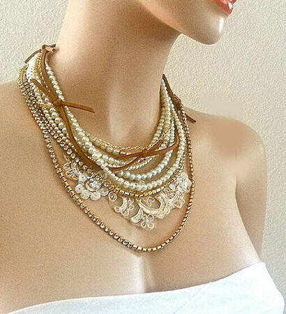 boho bride necklace, bridal necklace and country weddings necklace
