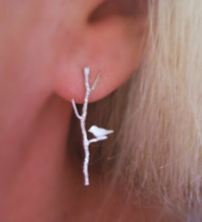twig, bird and silver