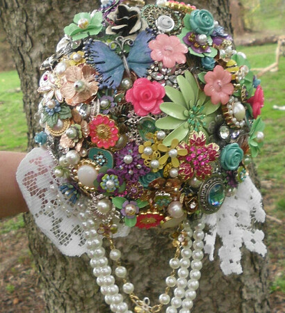rhinestone, vintage and enamel flowers