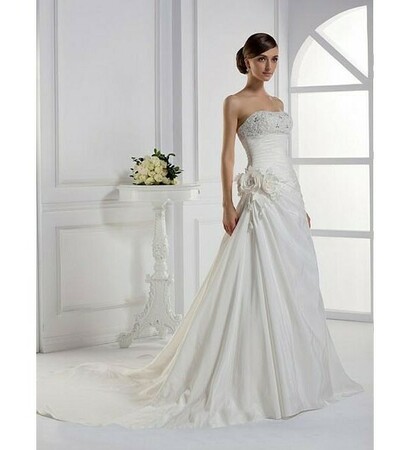 wedding dress, chapel train and bridal