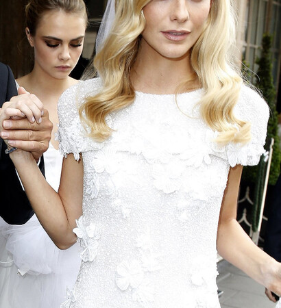 cara delevingne, her wedding and chanel bridal dress