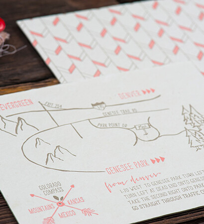invitation, letterpress and gray