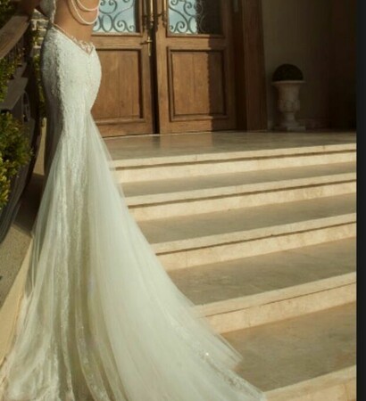 wedding dress, pretty and long trail