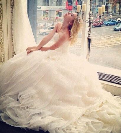 poofy, rose like and dress