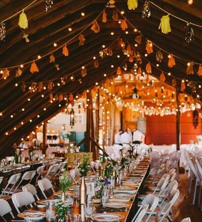 wedding venue, sweet and long tables