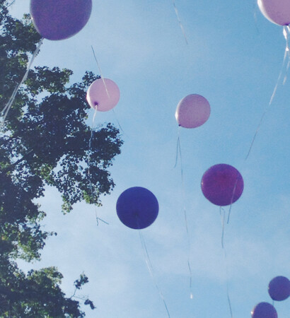 baloons, wedding day and sky